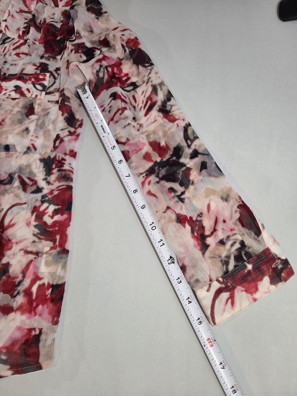 Liz Claiborne Floral Button-Front Blouse - Red, Pink, Black - Picture 5 of 6